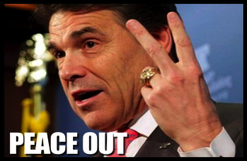 Rick Perry peace out edit Rick Perry Anointed Next GOP President of the United States at Bohemian Grove