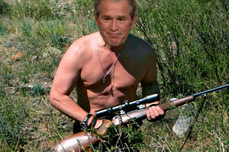 Future President George Bush a-huntin' them Reds Future President George Bush a-huntin' them Reds